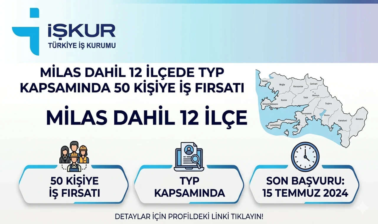Milas dahil 12 ilçede TYP kapsamında 50 kişiye iş fırsatı