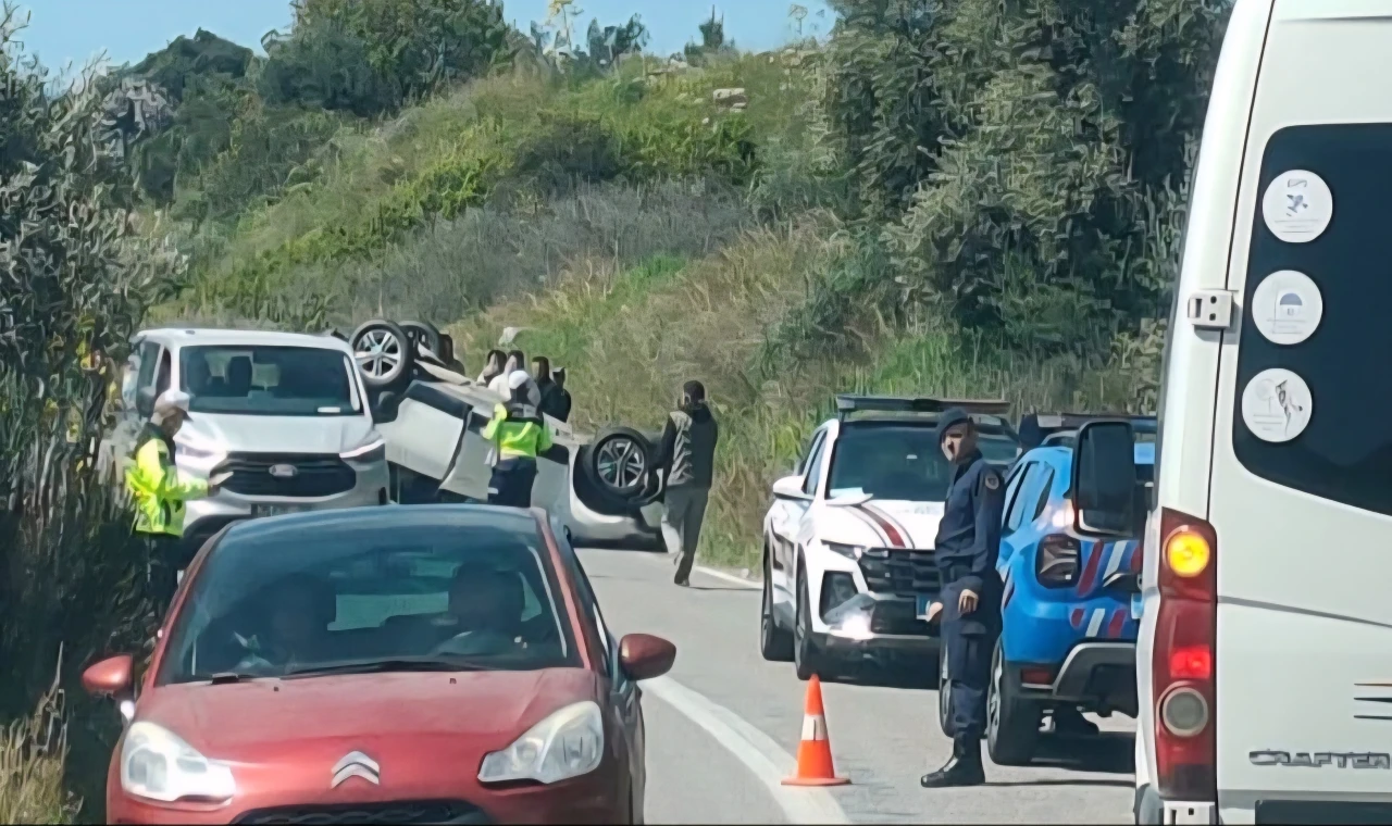 Milas Ören yolunda direksiyon hakimiyetini kaybeden sürücü kaza yaptı