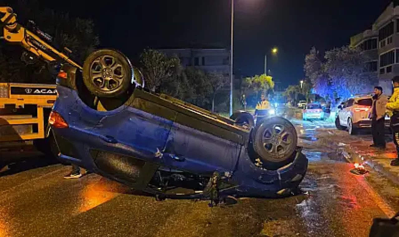 Milas'ta kontrolden çıkan otomobil takla attı: 1 kişi yaralandı