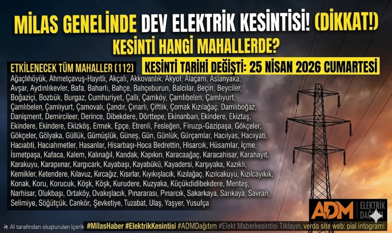 MİLAS'TA PLANLI ELEKTRİK KESİNTİSİ TARİHİ DEĞİŞTİ! İŞTE YENİ GÜN VE SAATLER