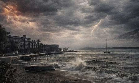 Milas açıklarında kuvvetli fırtına uyarısı