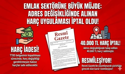 Emlak Sektörüne Büyük Müjde: Adres Değişikliği Harcı Kaldırıldı