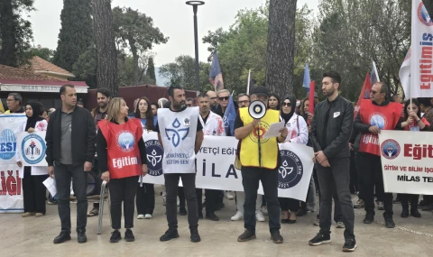 Milas’ta Eğitim Sendikalarından Şiddete Karşı Ortak İş Bırakma Eylemi
